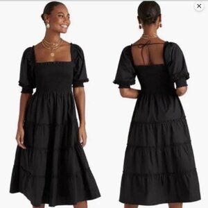 Hill House Black Nesli dress in Swiss black dot pattern size medium